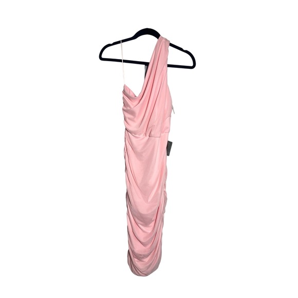 Love X Design Pink One Shoulder Ruched Bodycon Midi Dress Women's - Picture 1 of 5